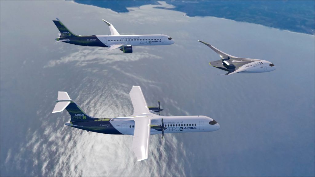 Airbus lansează trei concepte de avioane cu zero-carbon emisii