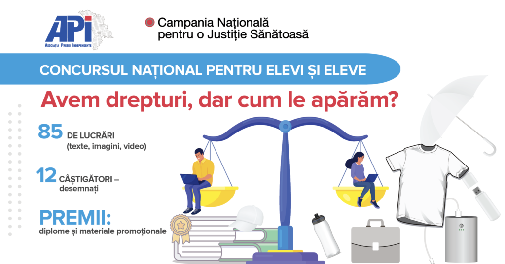 12 câștigători ai concursului pentru elevi „Avem drepturi, dar cum le apărăm?” vor fi premiați